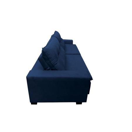 Imagem de Sofá Retrátil e Reclinavel Oklahoma 3,12m Molas e Pillow no Assento Tecido Suede Azul - Cama InBox