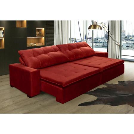 Imagem de Sofá Retrátil e Reclinavel Oklahoma 3,22 Mts Com Molas e Pillow no Assento Tecido Suede Vermelho - Cama InBox