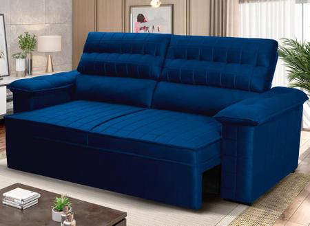 Imagem de Sofá Retrátil Reclinável 2 lugares com molas 1,80m Quantum Suede Velut Azul - King House