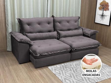 Sofá Retrátil Reclinável 2,30 m Marrom 500 Aconchego - Alpoim Imagem de Sofá Retrátil Reclinável 2,30 m Marrom 500 Aconchego