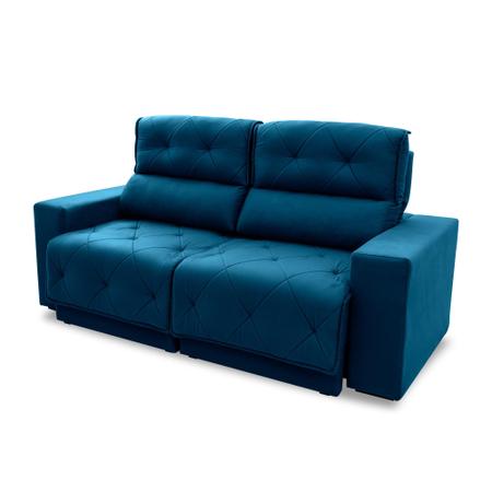 Imagem de Sofá Retrátil/Reclinável Belga 1,80m Suede Velut Azul c/ Molas no Assento