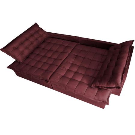 Imagem de Sofá Retrátil Reclinável e Cama 2,15m Cama inBox Flex Suede Velusoft Vinho