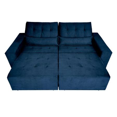 Imagem de Sofá Retrátil, Reclinavel e Cama com Molas Confort Max 3,10 Tecido Suede Azul - Cama InBox