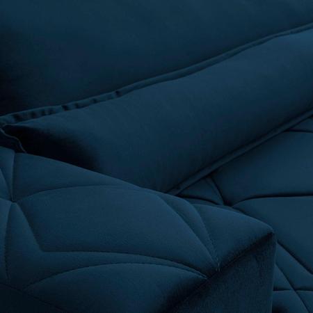 Imagem de Sofá Retrátil/Reclinável França 3,00m Suede Velut Azul Marinho c/ Molas no Assento - King House