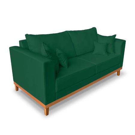 Imagem de Sofá Rustico Viena 3 Lugares Com Almofadas Decorativa Suede Verde - Madeira Prima Deccor