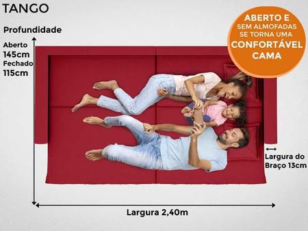 Imagem de Sofá Tango 2,40m sem caixa, Retrátil e Reclinável Velosuede Vermelho - NETSOFAS