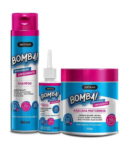 Imagem de Soft Hair Bomba Explosão De Crescimento  Kit Shampoo,Tônico 50mL E Máscara