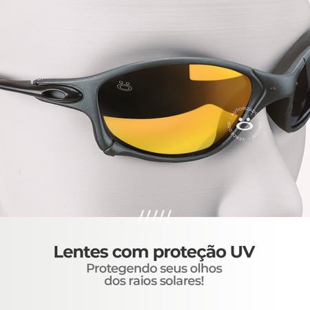 Imagem de Sol Protecao UV Juliet Oculos Mandrake Metal Lupa + Case lente espelhada qualidade premium estiloso