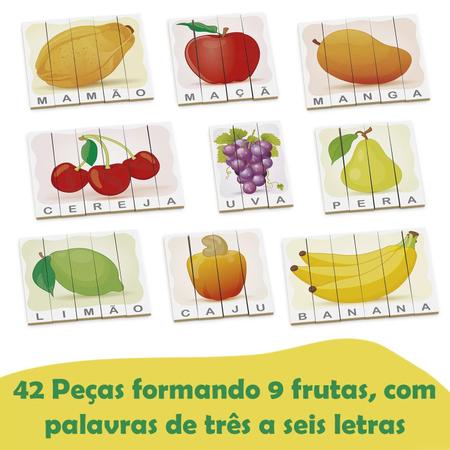 Imagem de Soletrar frutas jogo de alfabetização madeira 42 peças