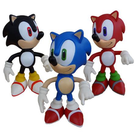 Kit 2 Bonecos Grandes 25cm Sonic Azul E Vermelho Collection