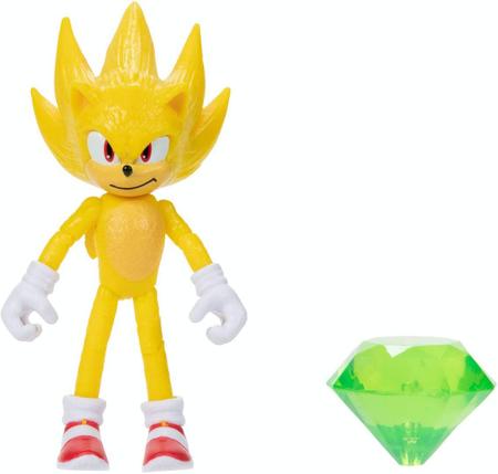 Sonic the Hedgehog 2 Movie Super Sonic 10cm c/ Esmeralda - Jakks - Bonecos  - Magazine Luiza