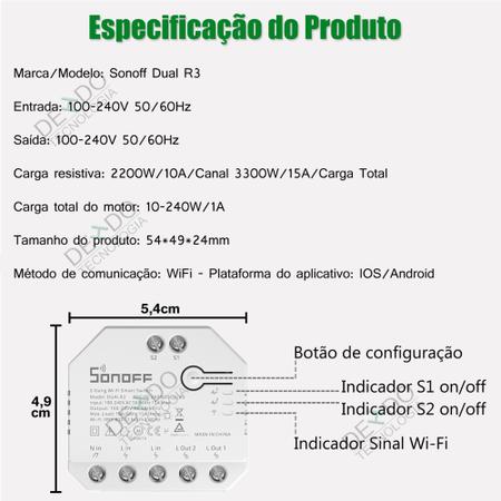 Interruptor Wifi Sonoff Dual R3 Control Persianas O Consumo