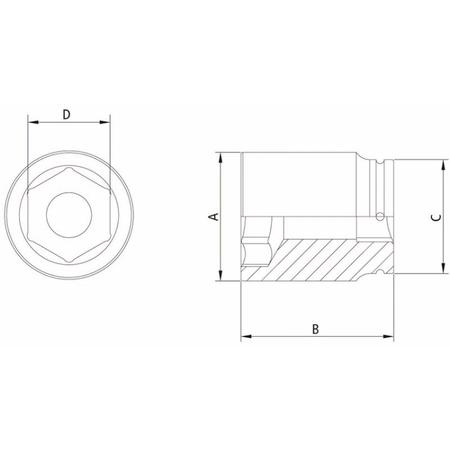 Imagem de Soquete de Impacto Sextavado Longo 65mm Encaixe 1.1/2" Tramontina PRO