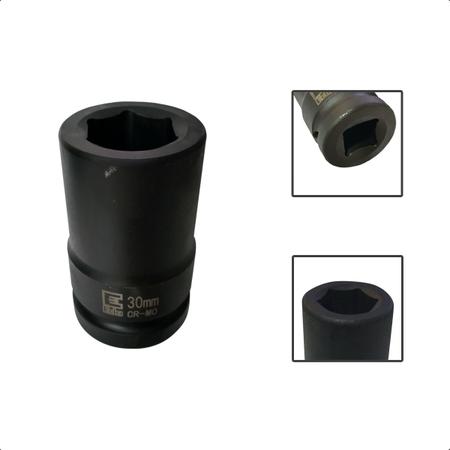 Imagem de Soquete Longo De Impacto Sextavado 30mm x 1”Pol Aço CR-MO