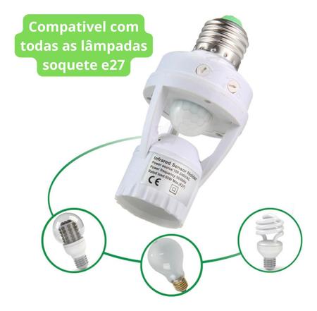 Imagem de Soquete Sensor de Presença para Lâmpada Bocal E27: Detecção de Movimento Ampla em 360º para Ambientes Bem Iluminados