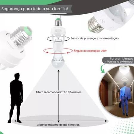 Imagem de Soquete Sensor de Presença para Lâmpada E27: Interruptor por Detecção de Movimento Inteligente