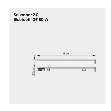 Imagem de Soundbar 2.0 Canais Bluetooth 80W RMS com HDMI ARC e Entrada Óptica  GT