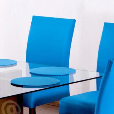 Imagem de Sousplat Com Base MDF E Capas Com Elástico 35cm x 35cm Em Malha Gel Lisa Kit 08 Peças - Azul Tiffany