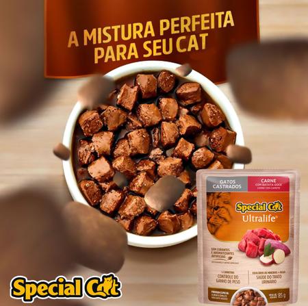 Imagem de Special Cat Sache Gatos Castrados Sabor Carne 85g 6 unid Alimento Úmido