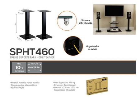 Imagem de SPHT 460Par de Suportes Caixa Acústica de Home Theater