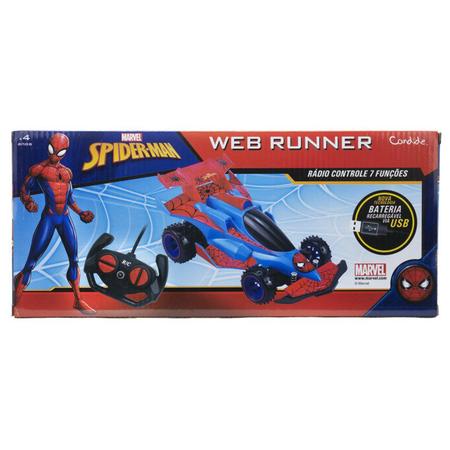 Carro de Controle Remoto Web Runner Homem Aranha - Candide