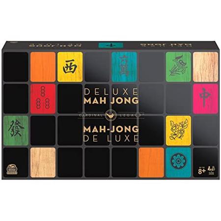 Imagem de Spin Master Games Legacy Deluxe Mah Jong Classic Game com telhas de dois tons e caixa de armazenamento de madeira forrada, jogo familiar para 4 jogadores com idades entre 8 e acima
