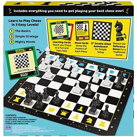 Spin Master Games Xadrez Feito Simples, Iniciante Aprendizagem Conjunto de  Xadrez com Tabuleiro de Xadrez e Peças de Xadrez Jogo de Tabuleiro de  Estratégia para 2 Jogadores, para Adultos e Crianças com