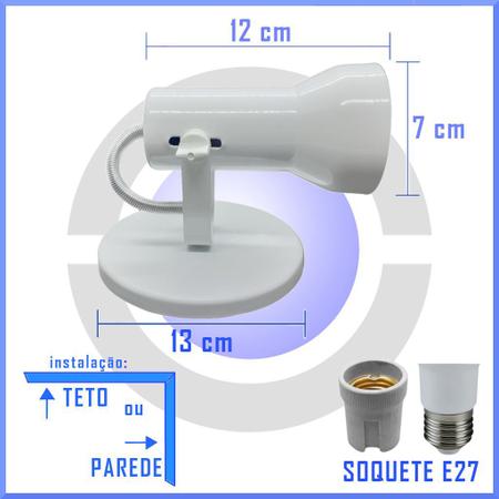 Imagem de Spot De Sobrepor Teto Parede Corredor Sala Quarto Cozinha Banheiro Espelho em Aluminio com Base Soquete E27