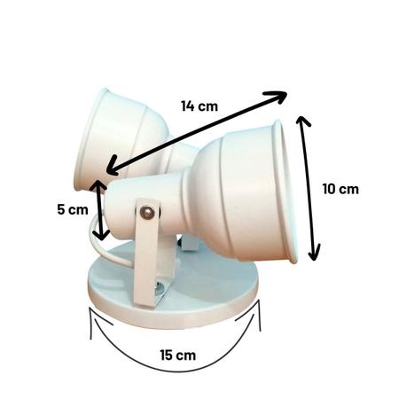 Imagem de Spot Direcionável de Sobrepor Branco Para 2 Lâmpadas E27
