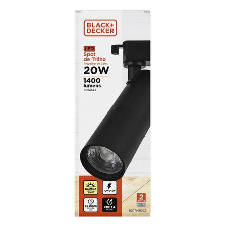 Imagem de Spot Led Trilho Preto 100-240V 4000K 20W IRC 80 Black+Decker