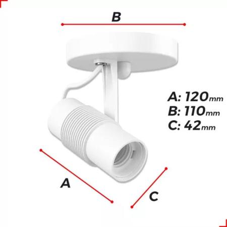 Imagem de Spot Luminária Sobrepor Direcionavel P/ Teto ou Parede Área Externa Interna Redondo Branco Ou Preto P/ 1 ou 2 Lâmpadas Escolha a Quantidade