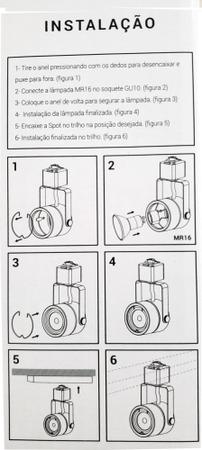 Imagem de Spot para trilho mr16 soquete gu10 preto em ferro - Opus