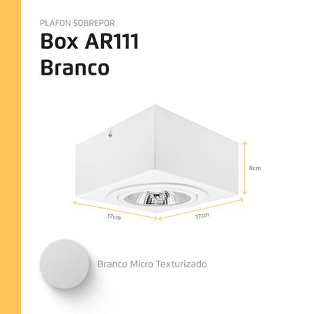 Imagem de Spot Plafon Sobrepor Box Quadrado AR111 Direcionável Branco