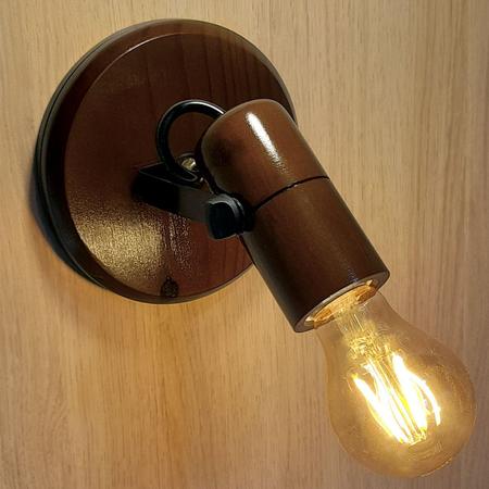 Imagem de Spot simples de madeira luminária para 1 lâmpada teto ou parede para cima do espelho plafon.