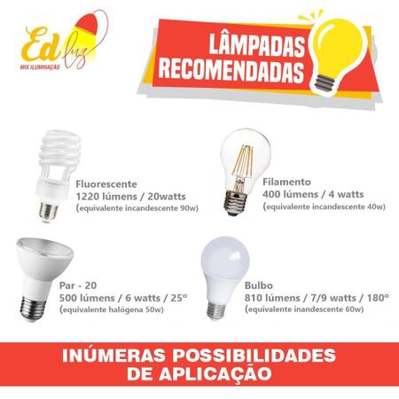 Spot Trilho Sobrepor P3 Lâmpadas E27 Bivolt Preto Ed Luz Mix - Ed-Luz Mix Imagem de Spot Trilho Sobrepor P3 Lâmpadas E27 Bivolt Preto Ed Luz Mix
