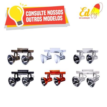 Spot Trilho Sobrepor P3 Lâmpadas E27 Bivolt Preto Ed Luz Mix - Ed-Luz Mix Imagem de Spot Trilho Sobrepor P3 Lâmpadas E27 Bivolt Preto Ed Luz Mix