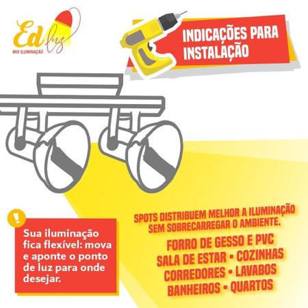 Spot Trilho Sobrepor P3 Lâmpadas E27 Bivolt Preto Ed Luz Mix - Ed-Luz Mix Imagem de Spot Trilho Sobrepor P3 Lâmpadas E27 Bivolt Preto Ed Luz Mix