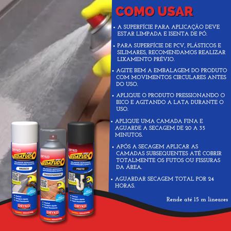 Imagem de Spray Borracha Líquida Impermeabilizante Telhado Emborrachado Dryko 400 ML 235g Telha PVC Clarabóia Tubo Cano