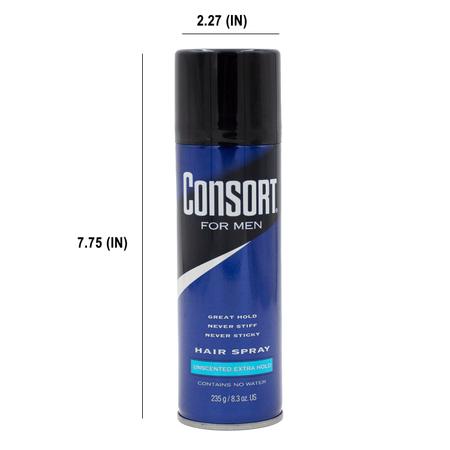 Imagem de Spray de cabelo Consort Extra Hold para homens 245 ml (pacote com 2) e escova