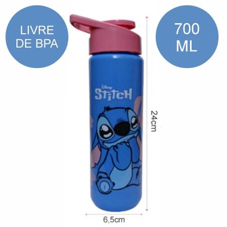 Imagem de Squeeze Garrafinha Stitch 700ml Plástico Acadeia Lancheira