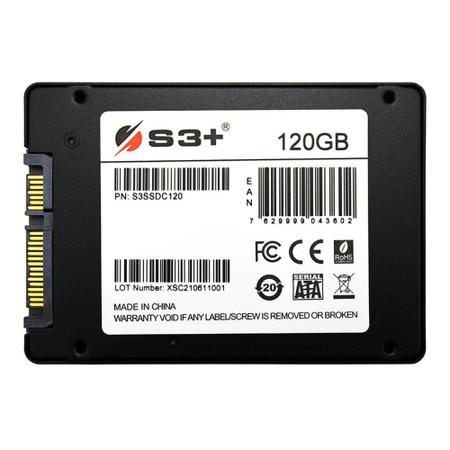 Imagem de SSD 120GB S3+, SATA III 6 Gb/s, Leitura 550 MB/s, Gravação 500 MB/s - S3SSDC120