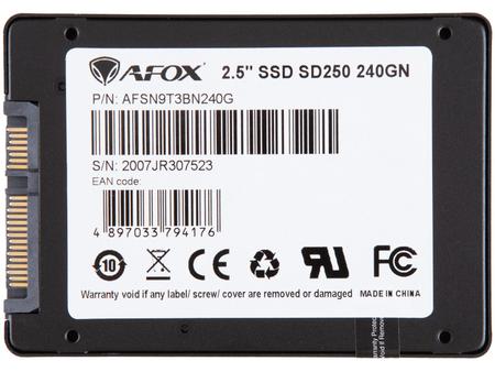 Imagem de SSD 240GB AFOX SD250-240GN SATA III Leitura 560MB/s e Gravação 500MB/s