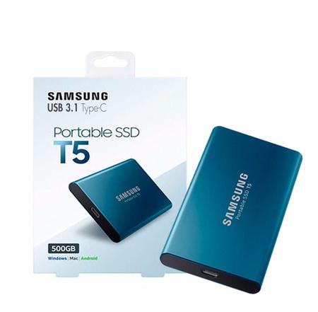 Imagem de SSD 500GB Externo SAMSUNG T5 500GB USB 3.1 TypeC 3D V-NAND Portátil - Modelo MU-PA500B/AM