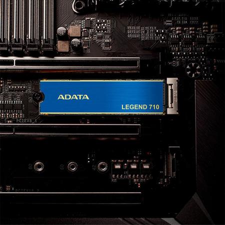 Imagem de SSD Adata Legend 710, 512GB, M.2 2280 PCIe GEN3x4, NVMe 1.4, Leitura: 2.400 MB/s e Gravação: 1.800 MB/s, Azul - ALEG-710-512GCS