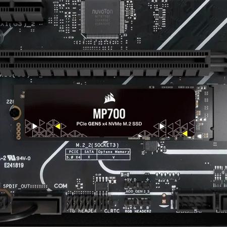 Imagem de SSD Corsair 1TB MP700, M.2 PCIe Gen5 x4 NVMe 2.0, Leitura: 9500MB/s e Gravação 8500MB/s, Preto - CSSD-F1000GBMP700R2
