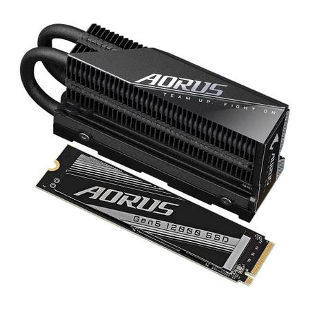 Imagem de SSD Gigabyte AORUS Gen5 12000 1TB, PCI-Express 5.0x4, NVMe 2.0, Leitura:11700MB/s e Gravação:9500MB/s, Preto - AG512K1TB
