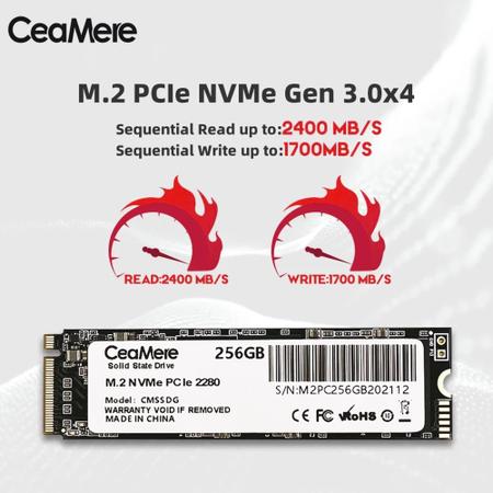 Imagem de SSD M2 NVME CEAMERE 128GB/256GB - 3 GERAÇÃO Max Sequential Read 2400Mbps