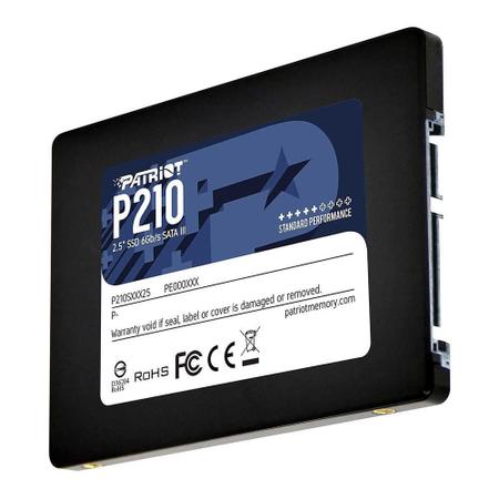 Imagem de SSD Patriot P210 256GB 2.5" Sata Iii 6gb/s Leitura 500 Mb/s Gravação 400 Mb/s P210s256g25