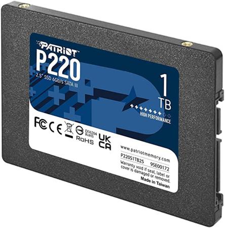 Imagem de Ssd Patriot P220 De 1tb Sata Iii Leitura 550 Mb/s, Gravação 500 Mb/s-P220S1TB25