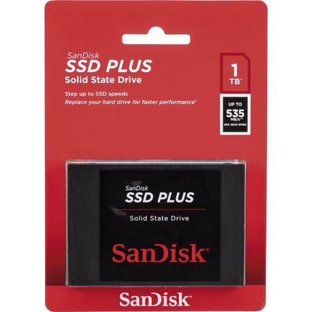 Imagem de SSD SanDisk Plus, 1TB, SATA, Leitura 535MB/s, Gravação 450MB/s - SDSSDA-1T00-G26